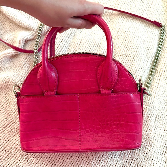 Zara Hot Pink Mini Faux Leather Croc Purse / Bag - Picture 2 of 6